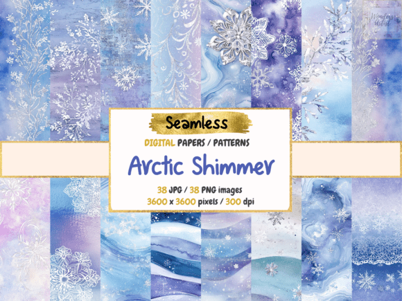 Arctic Shimmer Seamless Digital Papers: A Winter Wonderland for Creative Designers