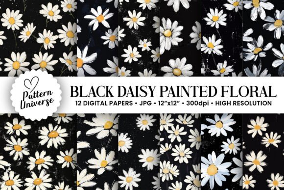 Black White Painted Daisy Floral Pattern: A Timeless Design for Creative Projects
