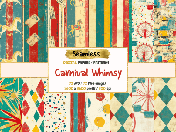 Carnival Whimsy Seamless Digital Papers: A Playful Design Essential
