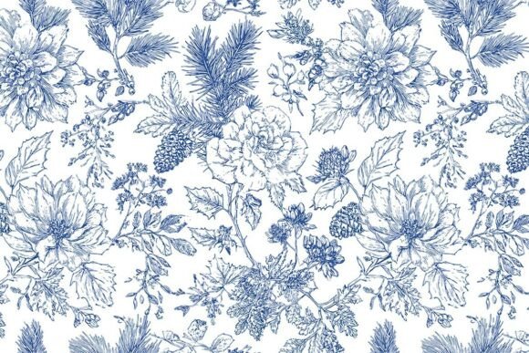 Christmas Floral Toile Seamless Pattern: A Timeless Design for Holiday Creations