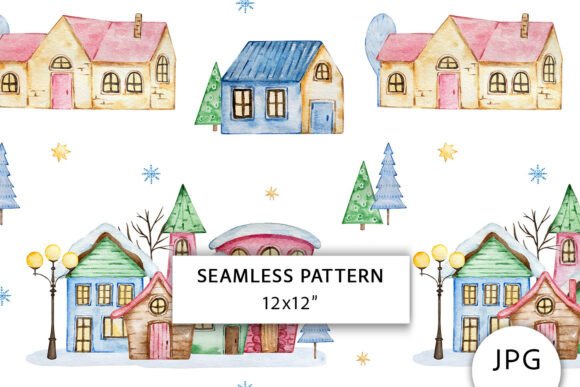 Christmas Town Seamless Pattern: A Versatile Tool for Creative Workflows