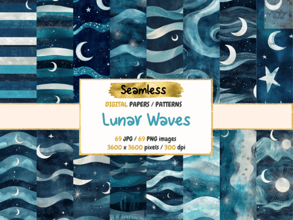 Enhance Your Designs with Lunar Waves Seamless Digital Papers