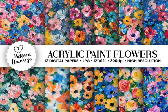 Enhancing Creativity with Acrylic Paint Flowers Digital Papers and Seamless Patterns