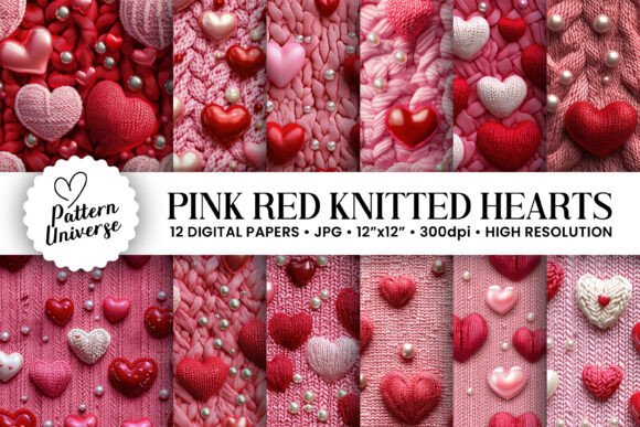 Exploring the Versatility of 3D Beaded Knitted Hearts Digital Papers in Creative Projects