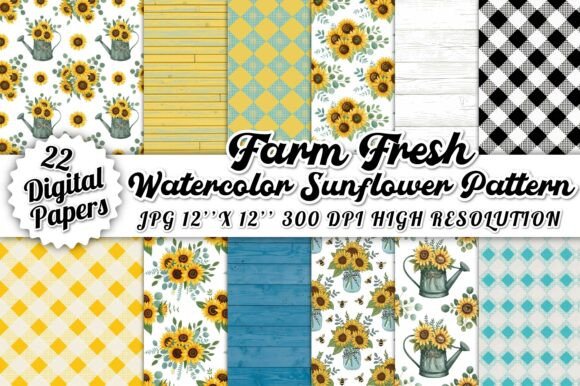 Farm Fresh Watercolor Sunflower Pattern