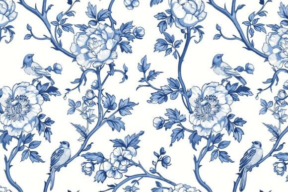 Floral Blue Chinoiserie Toile De Jouy 10: A Timeless Design for Modern Creativity