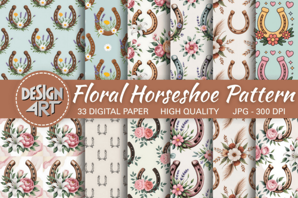 Floral Horseshoe Pattern: A Rustic Elegance for Creative Projects