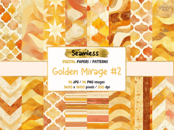 Golden Mirage 2 Seamless Digital Papers: Elevating Creativity with Radiant Design Elements