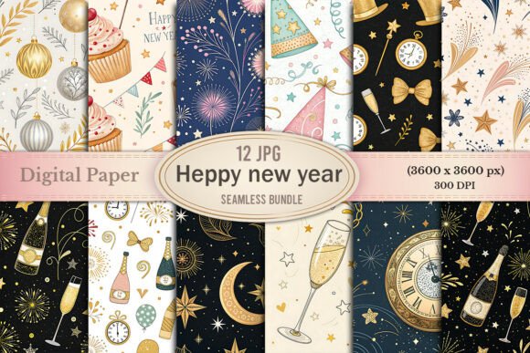 Heppy New Year Seamless Digital Paper: A Creative Must-Have for Holiday Projects