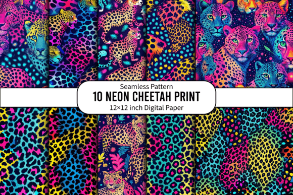 Neon Cheetah Print on Dark Background