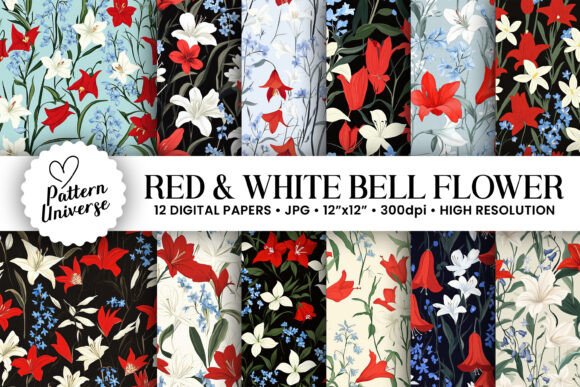 Red White Bell Flowers Digital Papers: A Versatile Resource for Creative Projects