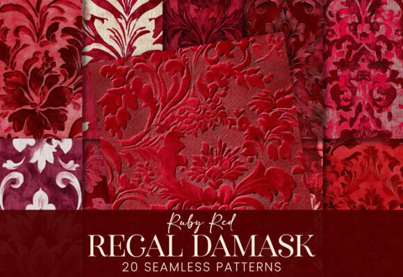 Regal Red French Luxury Damask Print
