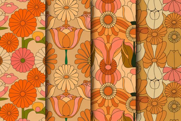 Retro Floral Seamless Pattern Set for Creative Projects