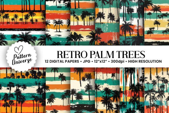 Retro Palm Trees Digital Papers: A Versatile Design Resource