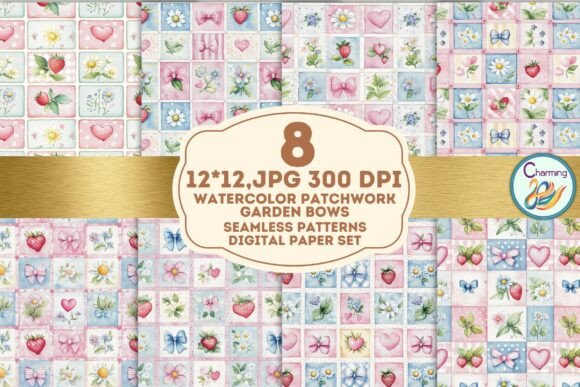 Seamless Paper Patchwork Garden Bows: A Versatile Design Asset for Creative Projects