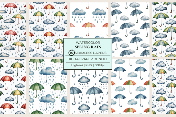 Spring Rain Seamless Papers: Soothing Springtime Design Elements