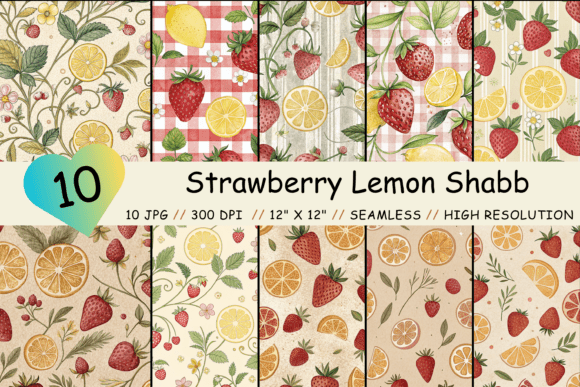 Strawberry Lemon Shabby Digital Paper: A Creative Resource for Modern Designers and Entrepreneurs