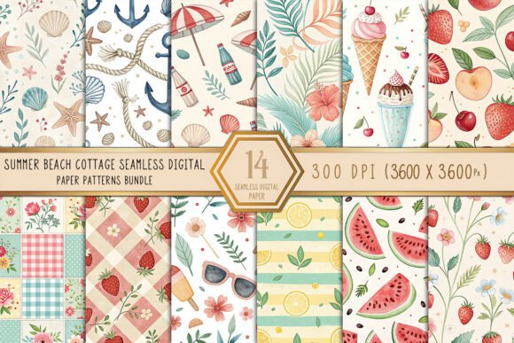 Summer Beach Cottage Digital Paper Bundle: A Creative Must-Have for Every Project