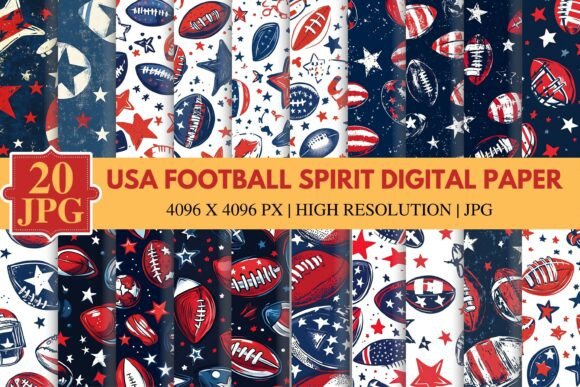 USA Football Spirit Digital Paper: Patriotic Designs for Creative Projects
