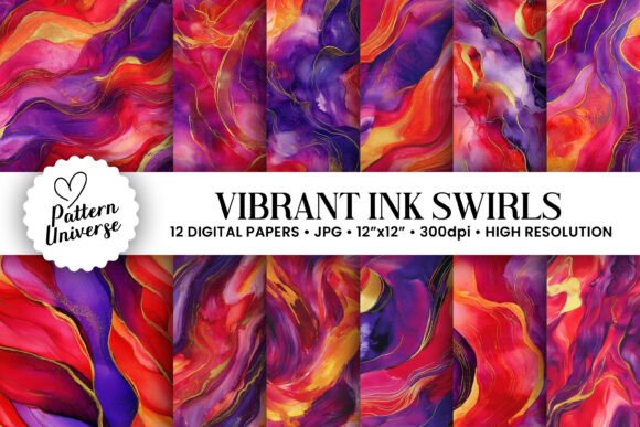 Vibrant Alcohol Ink Swirls Digital Paper: A Creative Tool for Modern Crafting
