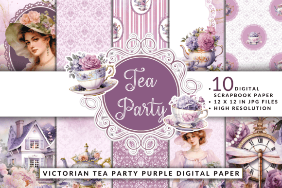 Victorian Tea Party Purple Digital Paper: A Creative Staple for DIY Enthusiasts