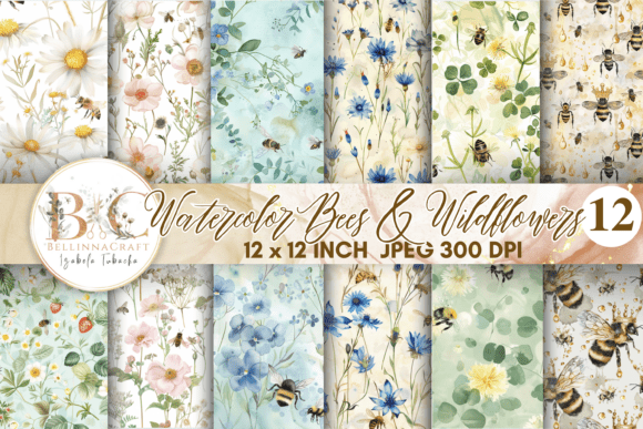 Watercolor Bees and Wildflowers Seamless: A Versatile Design Resource for Nature Lovers